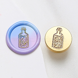 Wax Seal Brass Stamp Head, Bottle Pattern, for Wax Seal Stamp, Golden, 25x14.5mm, Hole: 7mm(AJEW-G056-01A)