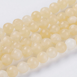 Natural Topaz Jade Beads Strands, Dyed, Round, Yellow, 8mm, Hole: 1mm(G-G515-8mm-03A)