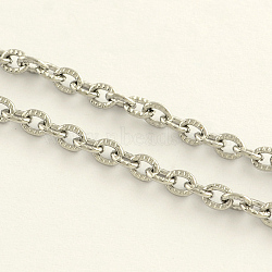 304 Stainless Steel Cable Chains, Textured, Unwelded, Oval, Stainless Steel Color, 4x3x0.8mm(X-CHS-R009-03)