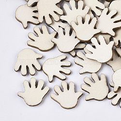Laser Cut Wood Shapes, Unfinished Wooden Embellishments, Wooden Cabochons, Palm, PapayaWhip, 18x19.5x2.5mm(WOOD-T011-40)