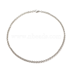 Non-Tarnish 304 Stainless Steel Double Link Rolo Chains Necklace for Women, Stainless Steel Color, 17.72 inch(45cm)(NJEW-JN03892-05)