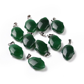 Natural Malaysia Jade Pendants, Hamsa Hand Charms, with Platinum Plated Alloy Snap on Bails, 24~24.5x15x7mm, Hole: 5.5x3mm