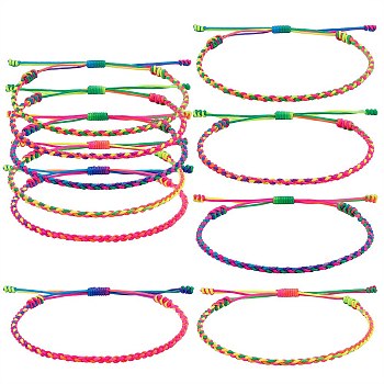 Braided Nylon Thread Cord Bracelets, Colorful, 1/8 inch(0.3cm), Inner Diameter: 2~3-1/8 inch(5~8cm), 5pcs/set