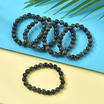 Natural Kambaba Jasper Stretch Beaded Bracelets, Round, Inner Diameter: 2-1/8 inch(5.5cm), Beads: 8~9mm