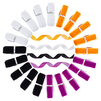 CHGCRAFT Halloween Theme 20 Bundles 4 Colors Single Face Velvet Ribbon, Mixed Color, 5/8 inch(16mm), 5 bundles/color