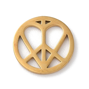 304 Stainless Steel Charms, Peace Sign with Heart, Golden, 12.5x1mm, Hole: 0.6mm