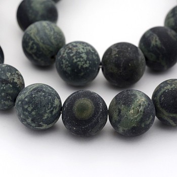 Frosted Natural Kambaba Jasper Beads Strands, Round, 10mm, Hole: 1mm, about 19pcs/strand, 7.5 inch