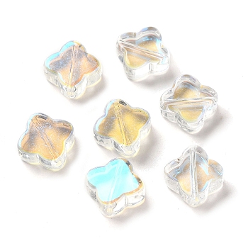 Transparent Glass Beads, Rhombus, Clear AB, 11.5x11.5x4.5mm, Hole: 1.2mm