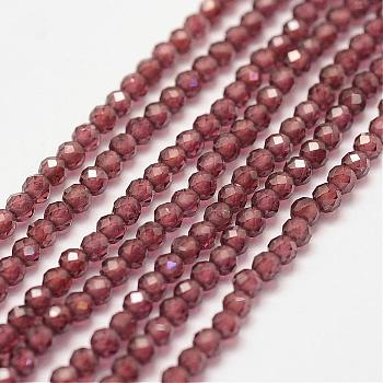 Natural Garnet Bead Strands, Faceted, Round, 2mm, Hole: 0.5mm, about 180pcs/strand, 15.2 inch