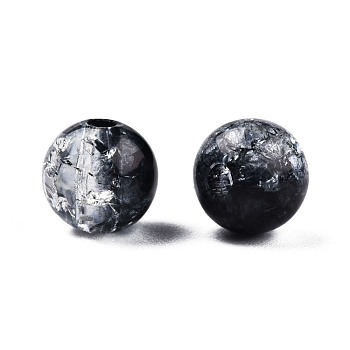 Transparent Crackle Acrylic Beads, Round, Black, 8x7.5mm, Hole: 1.8mm, about 1700pc/500g