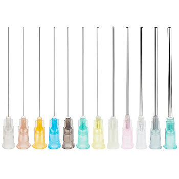 72Pcs 12 Style Stainless Steel Blunt Tip Dispensing Needle with PP Luer Lock, Long Syringe Needle Applicator Needles for Liquid Measuring Epoxy Resin Craft, Mixed Color, 6.75x0.75cm, 6pcs/style