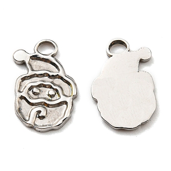 304 Stainless Steel Pendants, Christmas Theme, Santa Claus Charm, Stainless Steel Color, 15x11x1.5mm, Hole: 1.8x2.3mm
