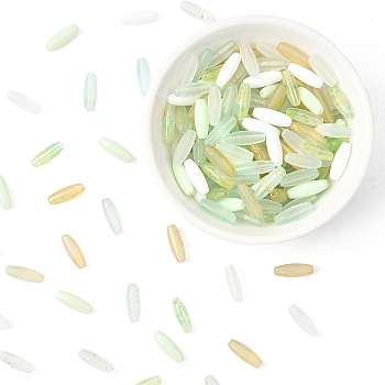 100G Opaque Colours Glass Seed Beads, Round Hole, Rice, Light Green, 12.5x4.5mm, Hole: 0.9~1mm