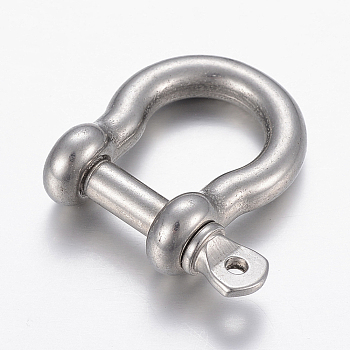 304 Stainless Steel D-Ring Anchor Shackle Clasps, Stainless Steel Color, 25x24mm, Hole: 1.8mm, Inner Diameter: 16x12.5mm