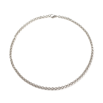 304 Stainless Steel Double Link Rolo Chains Necklace for Women, Stainless Steel Color, 17.72 inch(45cm)