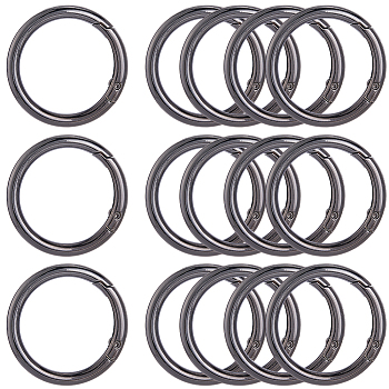 10Pcs Alloy Spring Gate Rings, Round Ring, Gunmetal, 5 Gauge, 40x4.5mm