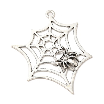 Tibetan Style Alloy Big Pendants, Cadmium Free & Lead Free, Spider Web for Halloween, Antique Silver, 53.5x46x3.5mm, Hole: 2.5mm, about 226Pcs/1000G