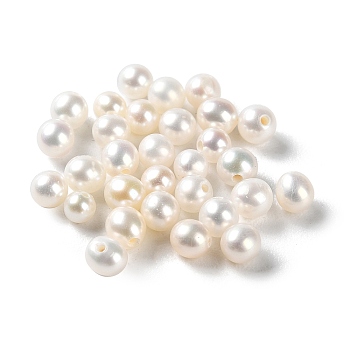 Natural Cultured Freshwater Pearl Beads, Half Drilled, Grade 3A+, Round, WhiteSmoke, 3~3.5mm, Hole: 0.7mm