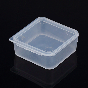 Plastic Bead Containers, Cube, Clear, 3.9x3.9x1.6cm