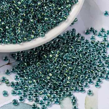 MIYUKI Round Rocailles Beads, Japanese Seed Beads, 8/0, (RR3205) Magic Emerald Marine Lined Crystal, 3mm, Hole: 1mm, about 2111~2277pcs/50g