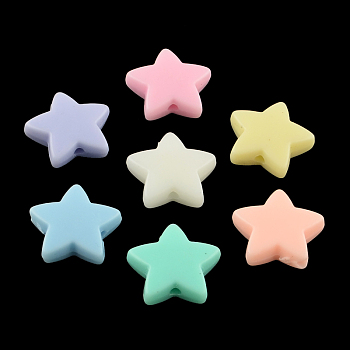 Opaque Acrylic Beads, Star, Mixed Color, 14x14x5mm, Hole: 1mm