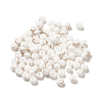 6/0 Opaque Glass Seed Beads, Round Hole, Rondelle, White, 4~4.5x3~4mm, Hole: 0.8~1.5mm