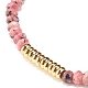Natural Malaysia Jade(Dyed) Rondelle Beaded Stretch Bracelet with Brass(BJEW-JB07967)-6