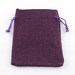 Polyester Imitation Burlap Packing Pouches Drawstring Bags, for Christmas, Wedding Party and DIY Craft Packing, Purple, 9x7cm(ABAG-R005-9x7-10)