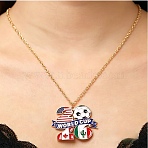 Alloy Enamel Flag 2026 Football Pendant Necklaces for Women, Colorful, Golden, 24.80 inch(63cm)(AL-CBA3C8B-15G)