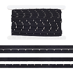 1 Rows 1 Hooks Polyester Bra Iron Clasps, Elastic Bra Band Extenders Intimates Accessories, Black, 28x1.5~4mm, 3 yards/card(OCOR-FG0002-09A)