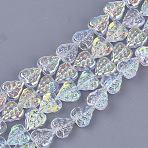 Electroplate Glass Beads Strands, Leaf, Clear AB, 12x10.5x4.5mm, Hole: 0.8mm, about 54pcs/strand, 25.5 inch(X-EGLA-T017-05A)