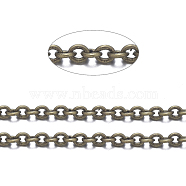Brass Cable Chains, with Spool, Oval, Cadmium Free & Nickel Free & Lead Free, Soldered, Long-Lasting Plated, Antique Bronze, 2x1.5x0.35mm, about 32.8 Feet(10m)/roll(X-CHC-034Y-AB-NF)
