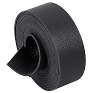 2M Flat Double Face Lychee Pattern Imitation Leather Band, Black, 25x1.8mm, about 2.19 Yards(2m)/Roll(LC-WH0010-01A-01)
