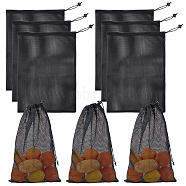 Polyester Mesh Drawstring Storage Bags, Rectangle, Black, 440~445x295~305x1~2mm, 10pcs/bag(ABAG-NB0002-01B)