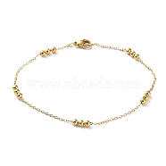 304 Stainless Steel Round Beaded Link Chain Bracelets for Women, Golden, 8 inch(20.3cm)(BJEW-D033-01G)