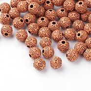 Imitation Wood Acrylic Beads, Round, Peru, 7.5mm, Hole: 2mm, about 2200pcs/500g(SACR-Q186-09)