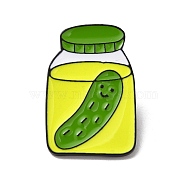 Pickled Cucumber Jar Zinc Alloy Enamel Brooch, for Backpack Clothes, Lime Green, 31x20x1.7mm(JEWB-C027-01EB)