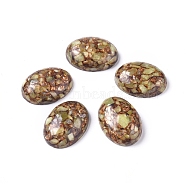 Assembled Synthetic Bronzite and Peridot Cabochons, Oval, 25x18x7~8mm(G-D0006-G01-01)