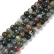 Natural Indian Agate Beads Strands, Faceted(128 Facets), Round, 8mm, Hole: 1.2mm, about 48pcs/strand, 14.96''(38cm)(G-E571-24B)