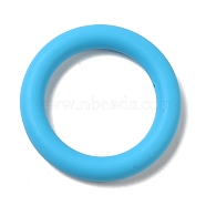 Silicone Beads, Ring, Deep Sky Blue, 65x10mm, Hole: 3mm(SIL-Z010-03B)