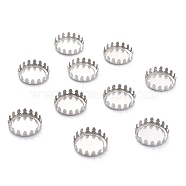 304 Stainless Steel Cabochon Settings, Lace Edge Bezel Cups, Flat Round, Stainless Steel Color, 13x4mm Tray: 12mm(STAS-Y001-06A-P)