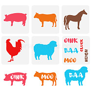 6Pcs 6 Styles Animal Theme PET Hollow Out Drawing Painting Stencils, for DIY Scrapbook, Photo Album, Pig & Cow & Horse & Rooster & Sheep, Animal Pattern, 150x150mm, 1pc/style(DIY-WH0394-0011)