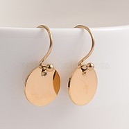 Flat Round 304 Stainless Steel Dangle Earrings, Hypoallergenic Earrings, Golden, 18.5mm, Pin: 0.8mm(EJEW-O040-06G)