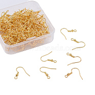 Iron Earring Hooks, Ear Wire, with Horizontal Loop, for Dangle Earring Making, Golden, 18x0.8mm, 20 Gauge, Hole: 2mm, 200pcs/box(IFIN-YW0001-07G)