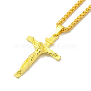 Alloy Crucifix Cross Pandant Necklace with Wheat Chains, Gothic Jewelry for Men Women, Golden, 23.82 inch(60.5cm)(NJEW-K245-002G)