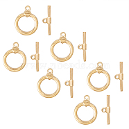 PVD Vacuum Plating 304 Stainless Steel Toggle Clasps, Ring, Golden, Ring: 18x14x3mm, Hole: 1.5mm, Bar: 23.5x7x3, Hole: 1.8mm, 6sets/box(STAS-UN0012-47)