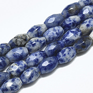 Natural Blue Spot Jasper Beads Strands, Faceted, Oval, 8.5~9x6mm, Hole: 1mm, about 22pcs/strand, 8.07 inch(X-G-S357-A06)