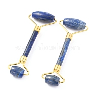 Natural Lapis Lazuli Brass Face Massager, Facial Rollers, Golden, 142~150x54~58x19~22mm(MRMJ-G009-51G)