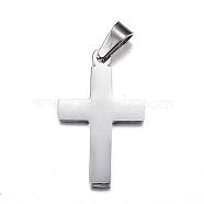 Tarnish Resistant 304 Stainless Steel Pendants, Latin Cross, Stainless Steel Color, 27x16.5x1.5mm, Hole: 4x7mm(STAS-G102-20P)