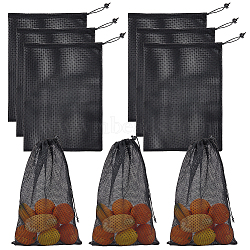 Polyester Mesh Drawstring Storage Bags, Rectangle, Black, 44~44.5x29.5~30.5x0.1~0.2cm, 10pcs/bag(ABAG-NB0002-01B)